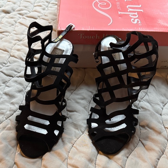 Touch Ups Black Strappy Heels - Picture 1 of 3